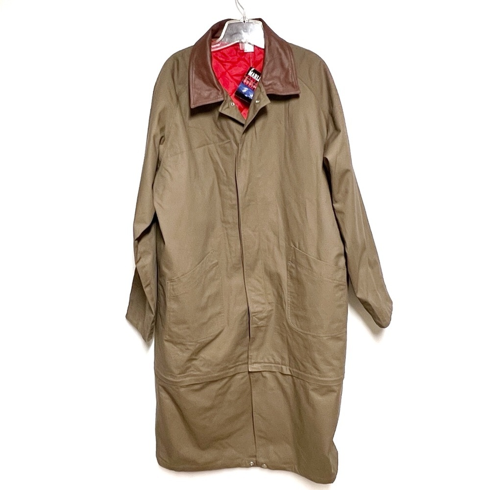 NWT Marlboro Mens Western Tan Canvas Barn Trench Duster Coat Sz XL